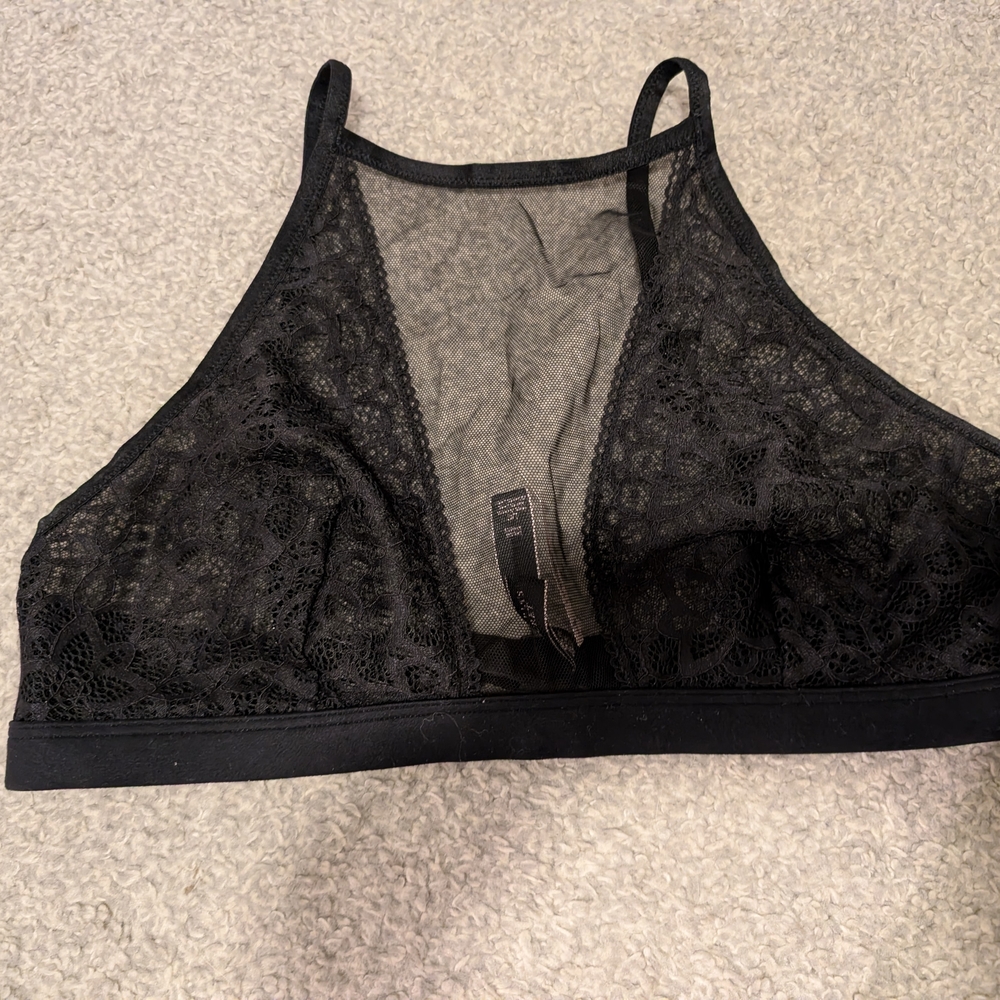 Victoria's Secret Black Lace High-Neck Bralette - Picture 1 of 5